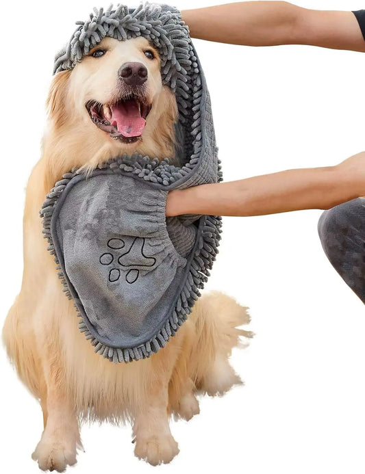 Microfiber Dog Towel with Hand Pockets – Quick-Dry & Super Absorbent for Medium to Large Dogs
